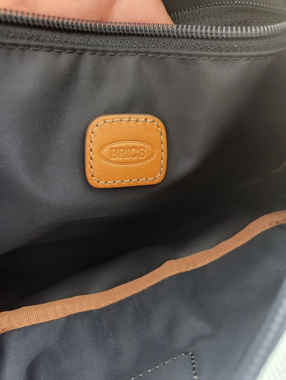 Bric's Navy Blue  Tote with Tan Leather Handles